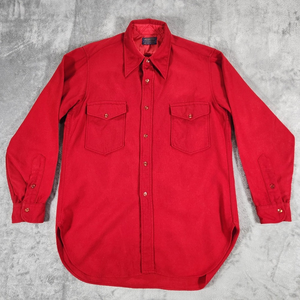Vintage Pendleton Wool Board‎ Shirt Mens 16 Red Virgin Wool Shacket